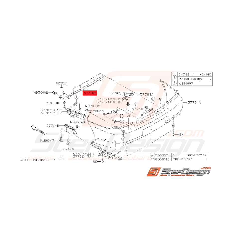 Traverse renfort pare-choc arrière WRX/STI 2001 Break Traverse renfort pare-choc arrière WRX/STI 2001 Break