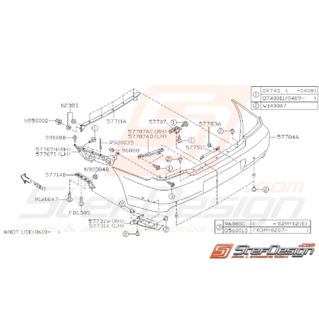 Ensemble Pare Choc Arrière Subaru WRX/STI 2001 - 2002