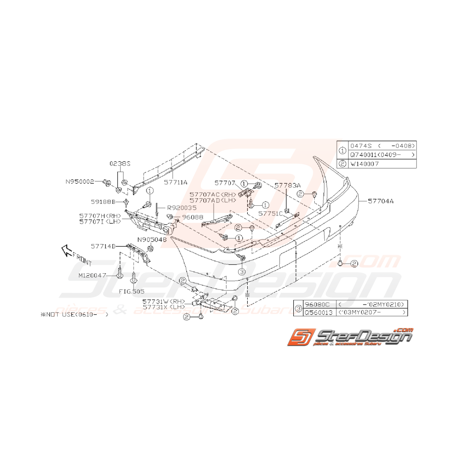 Ensemble Pare Choc Arrière Subaru WRX/STI 2001 - 2002