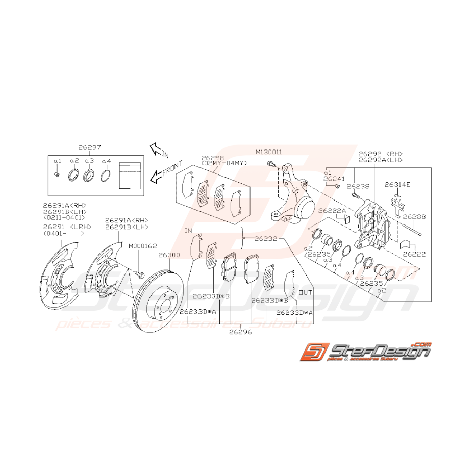 Ensemble frein avant WRX 01-07 Ensemble frein avant WRX 01-07