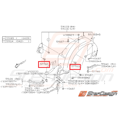 Clips de carter inférieur moteur GT 97-00 WRX/STI 01-07