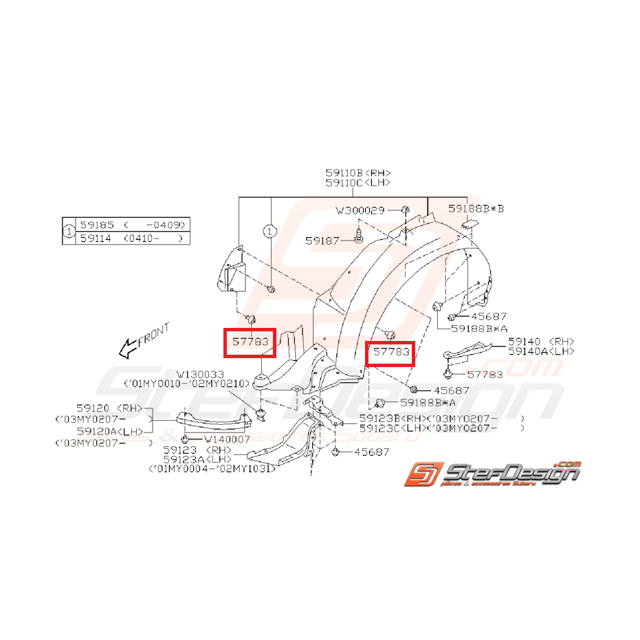 Clips de carter inférieur moteur GT 97-00 WRX/STI 01-07