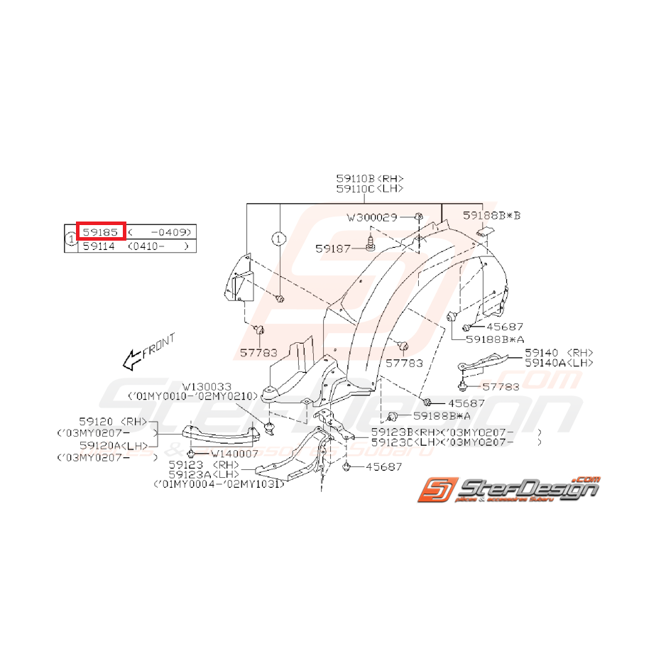 Clip pare choc avant WRX/STI 01-05 Clip pare choc avant WRX/STI 01-05