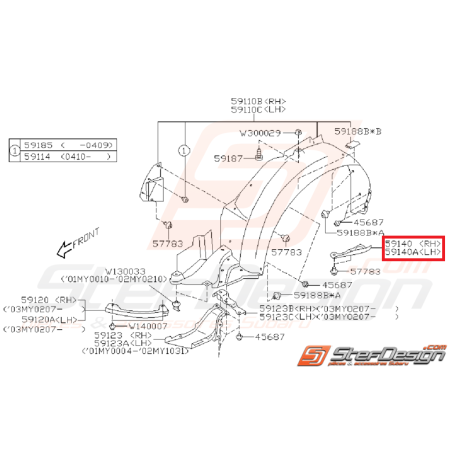 Couvercle de pare boue WRX/STI 01-07