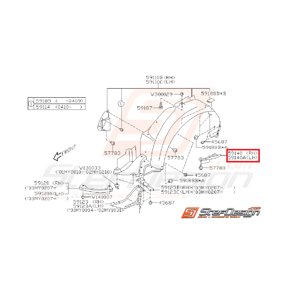 Couvercle de pare boue WRX/STI 01-07 Couvercle de pare boue WRX/STI 01-07