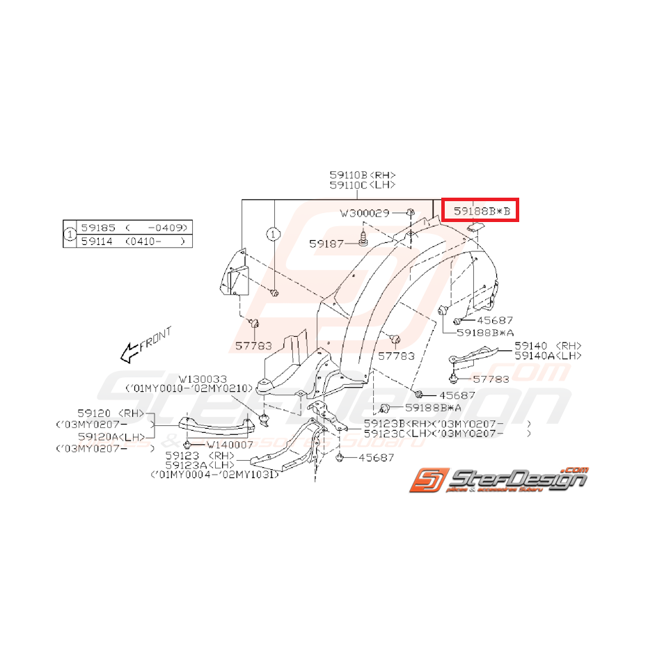 Clips passage de roue STI/WRX 01-05