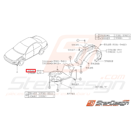 Plaque inférieure sous pare-choc (pare boue)  subaru GT 93-00