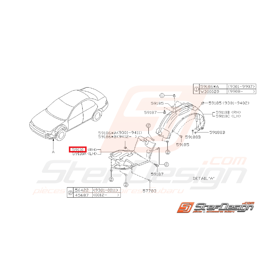 Plaque inférieure sous pare-choc (pare boue)  SUBARU GT 94-95