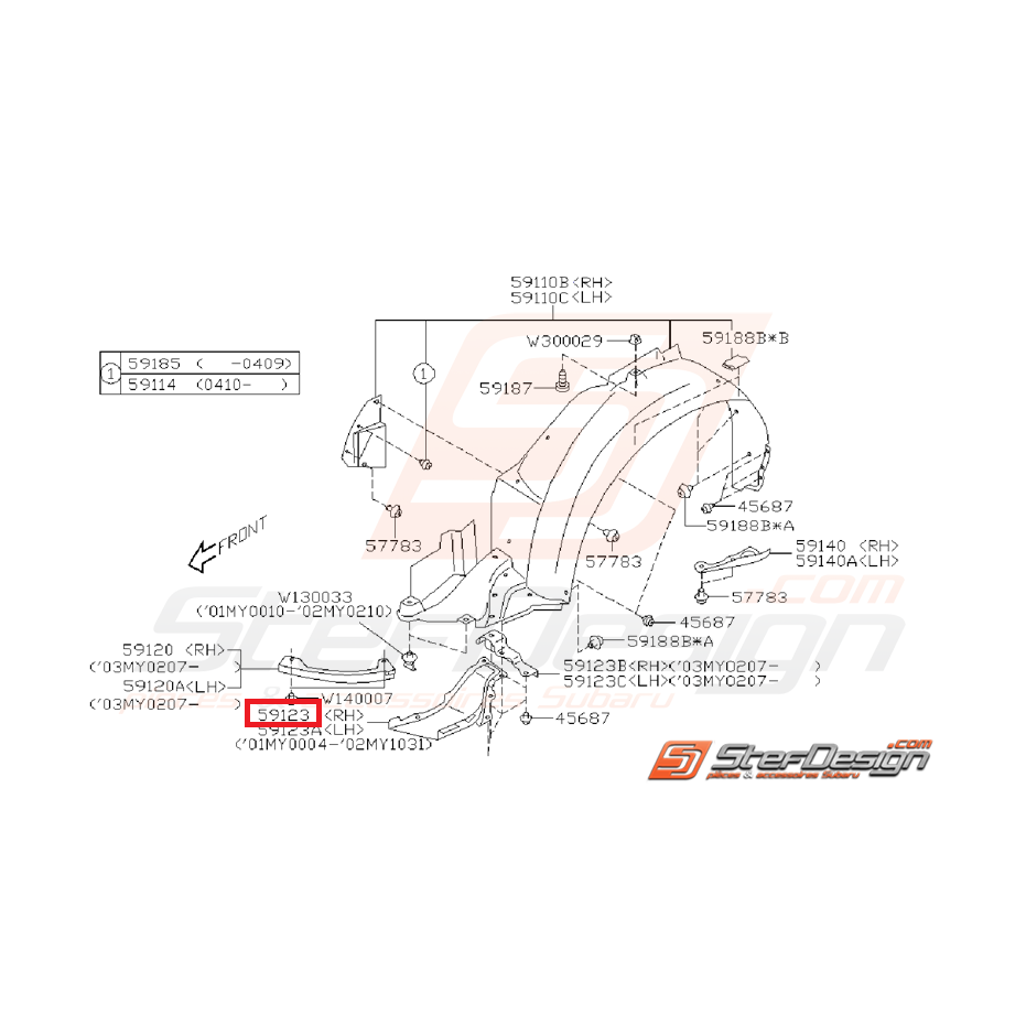 Plaque de pare boue inférieur WRX/STI 03-05