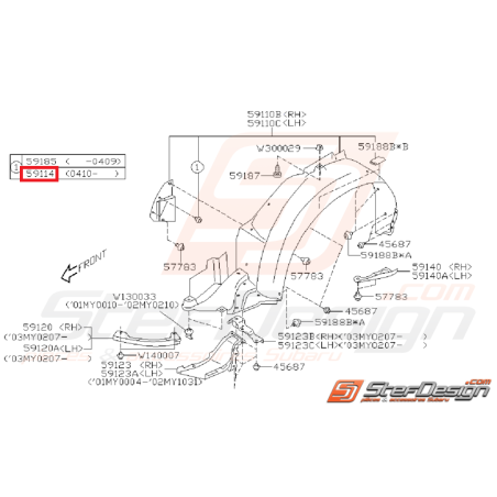 Clip rivet passage de roue STI/WRX 06-14