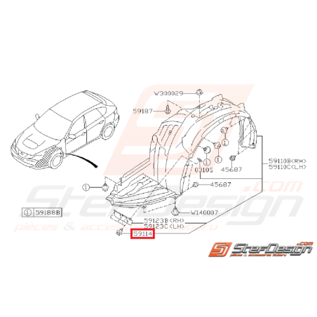 Clip rivet passage de roue STI/WRX 06-14