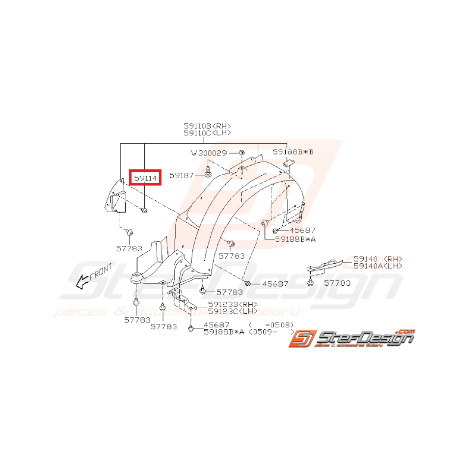 Clip rivet passage de roue STI/WRX 06-14