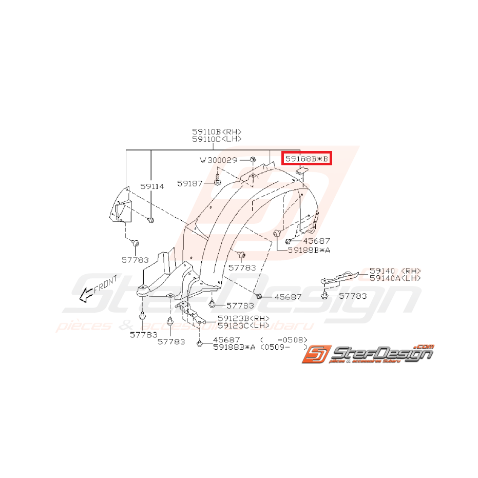 Clips passage de roue STI/WRX 01-05