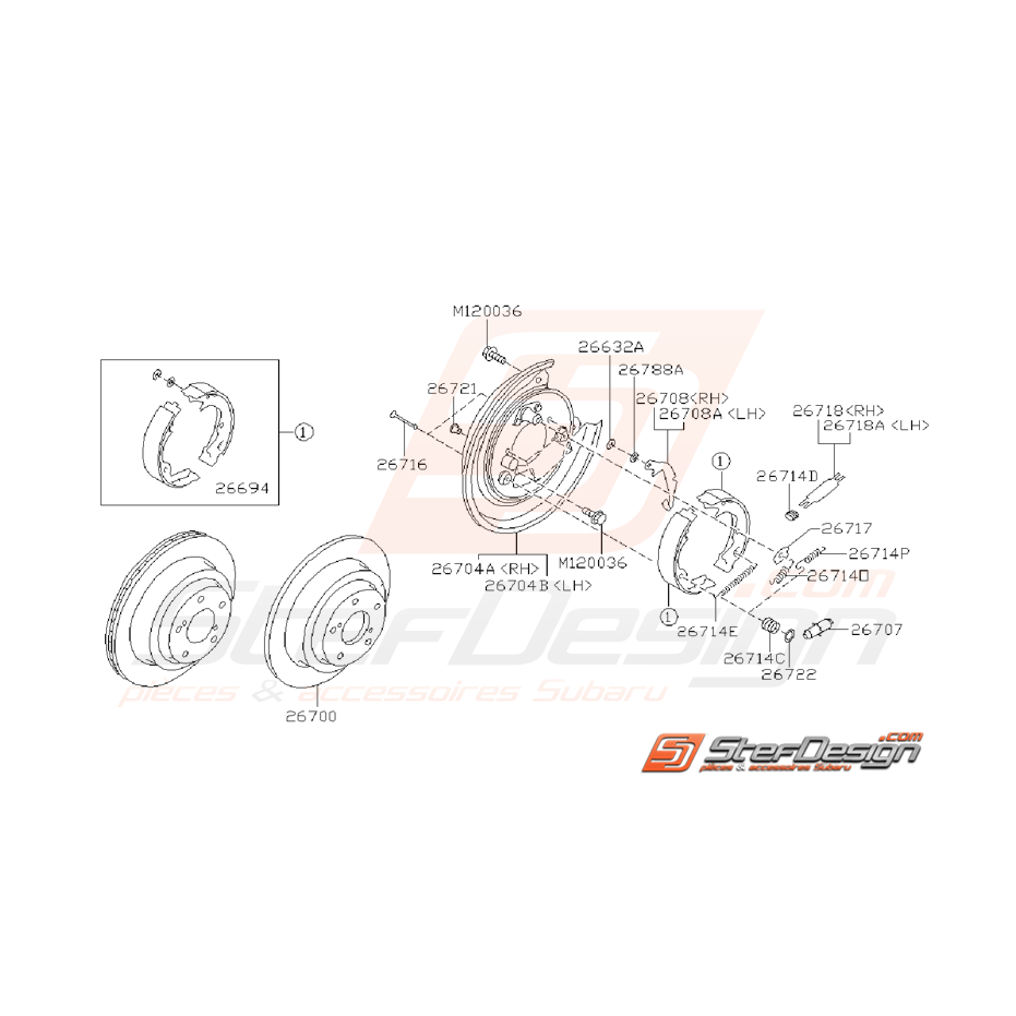 Ensemble Frein à Main Subaru STI 2001 - 2007 Ensemble Frein à Main Subaru STI 2001 - 2007