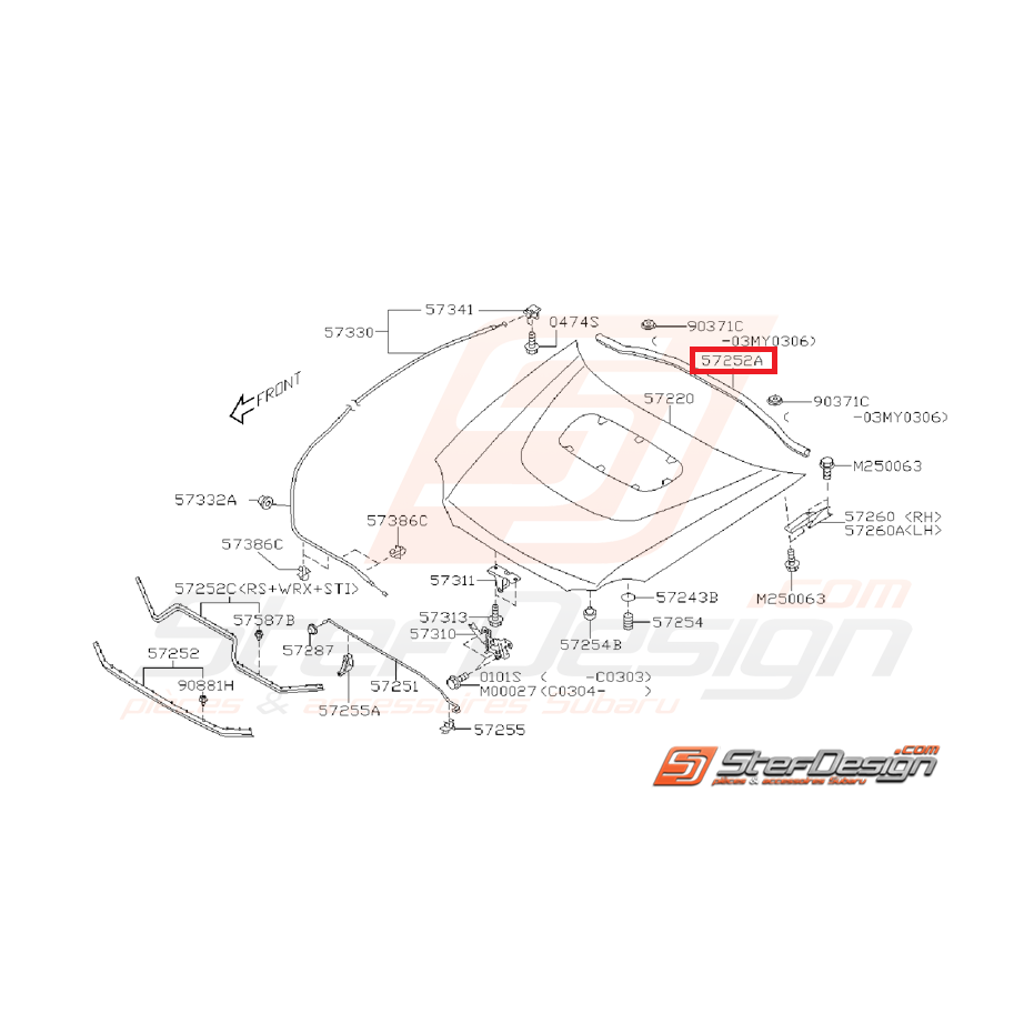 Joint baie de pare-brise WRX/STI 01-07