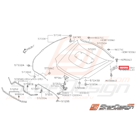 Butée de capot WRX/STI 06-07