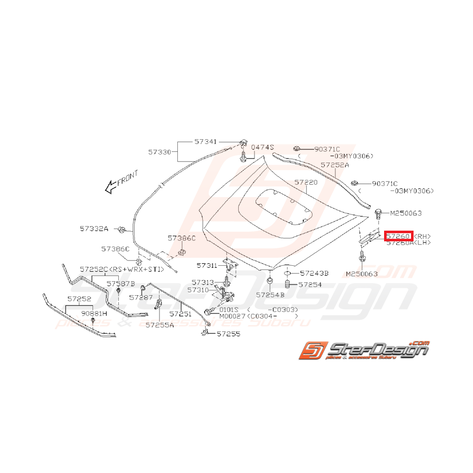 Butée de capot WRX/STI 06-07