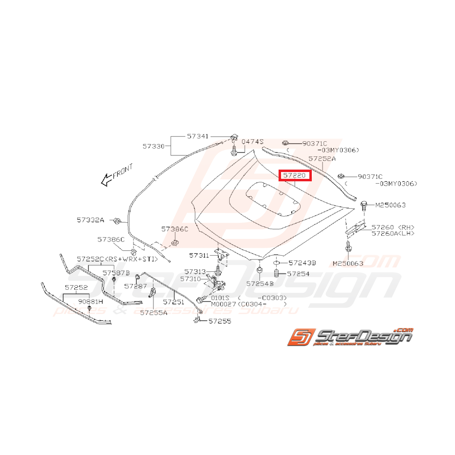 Capot origine subaru WRX/STI 03-05