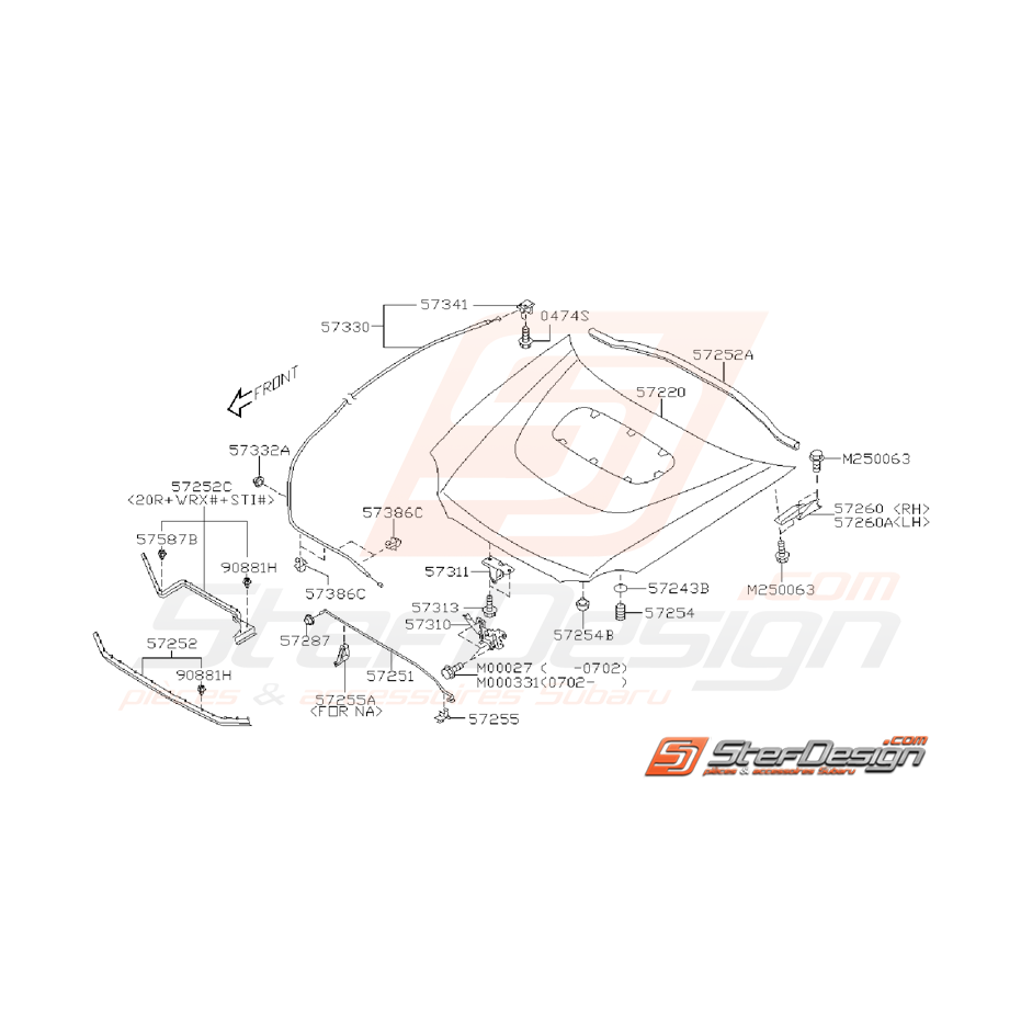 Ensemble capot STI/WRX 06-07