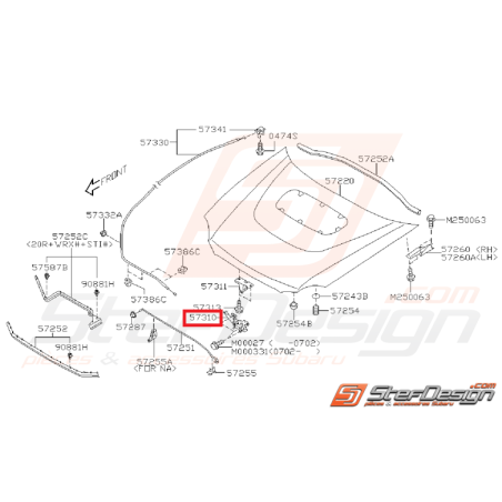 Système fermeture capot WRX/STI 06-07