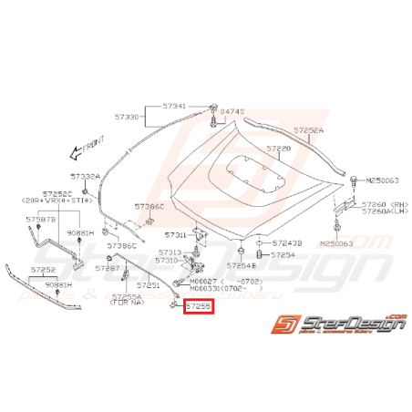 Agrafe de béquille capot WRX/STI 06-07