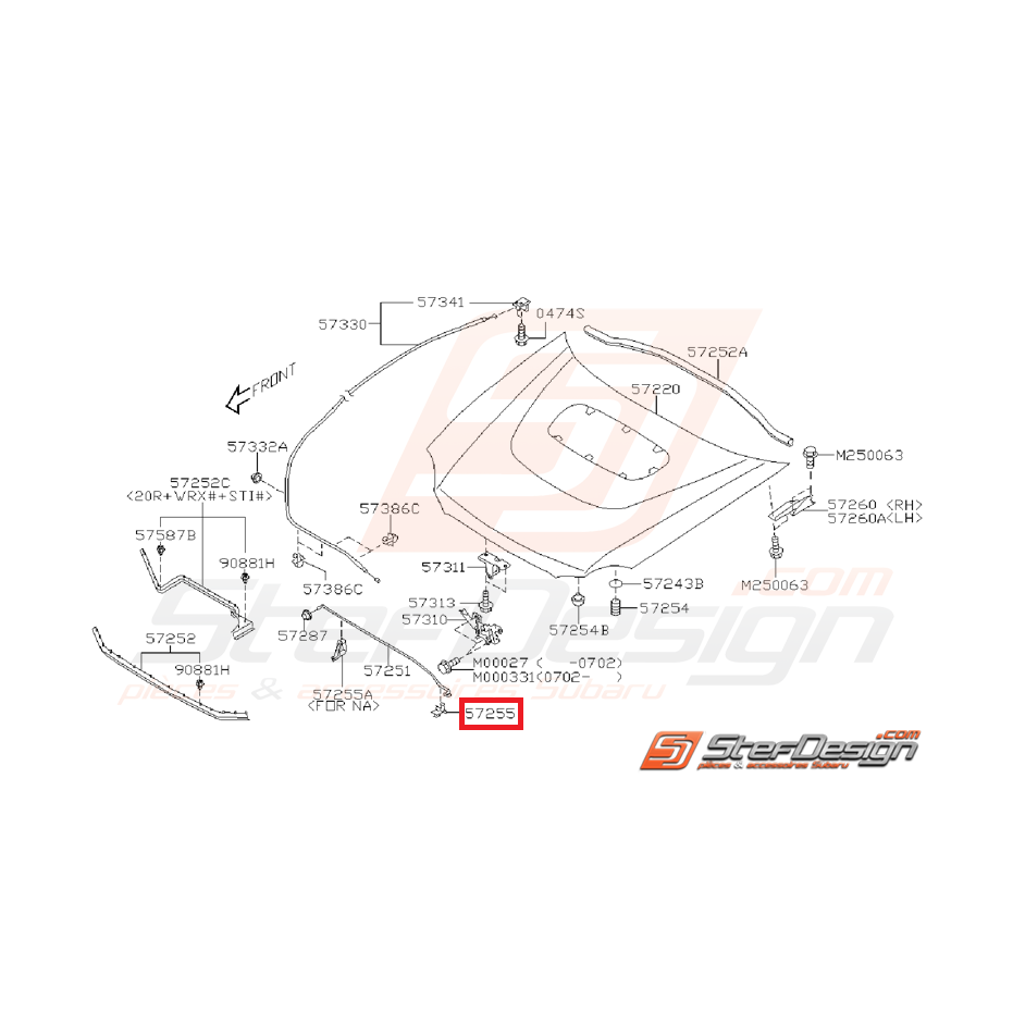 Agrafe de béquille capot WRX/STI 06-07