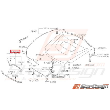 Joint capot avant STI/WRX 06-07