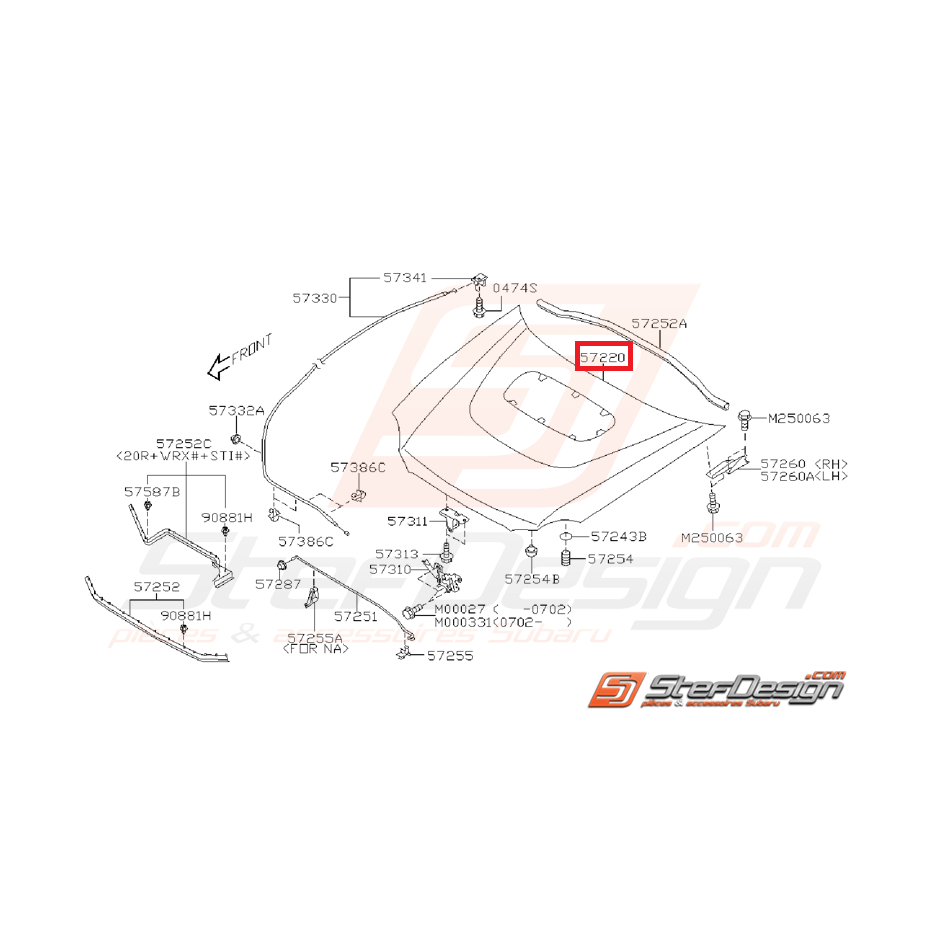 Capot origine subaru impreza WRX et STI 06-07