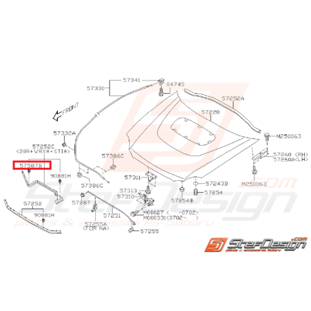 Agrafe joint panneau avant capot WRX/STI 01-07