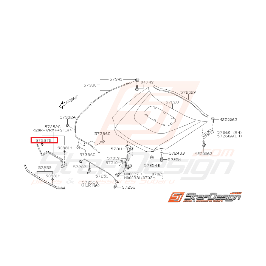 Agrafe joint panneau avant capot WRX/STI 01-07