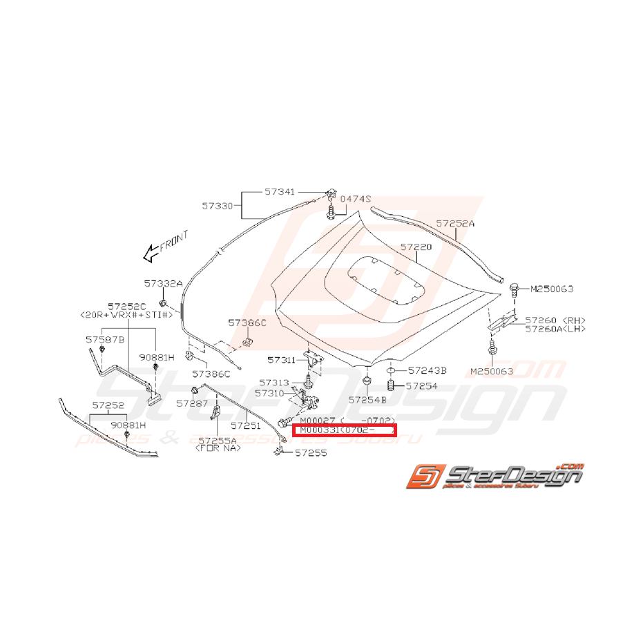 Clips Capot WRX /STI 2007