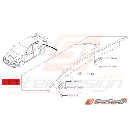 Baguette de toit Subaru STI 2011 - 2014