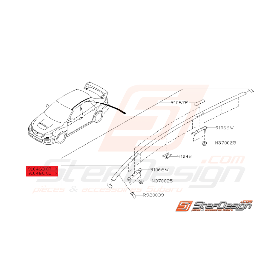 Baguette de toit Subaru STI 2011 - 2014