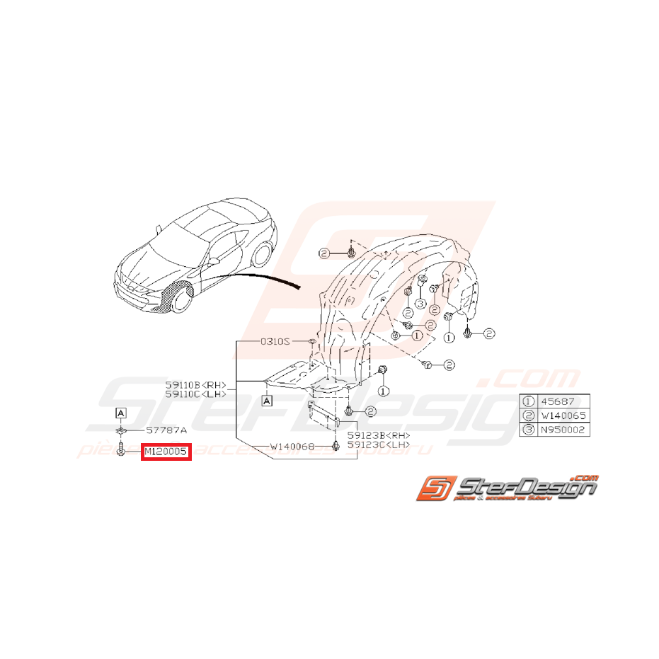 Boulon passage de roue avant BRZ 13-15 Boulon passage de roue avant BRZ 13-15