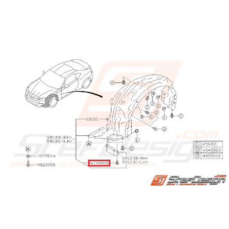 Agrafe passage de roue SUBARU BRZ 13-15