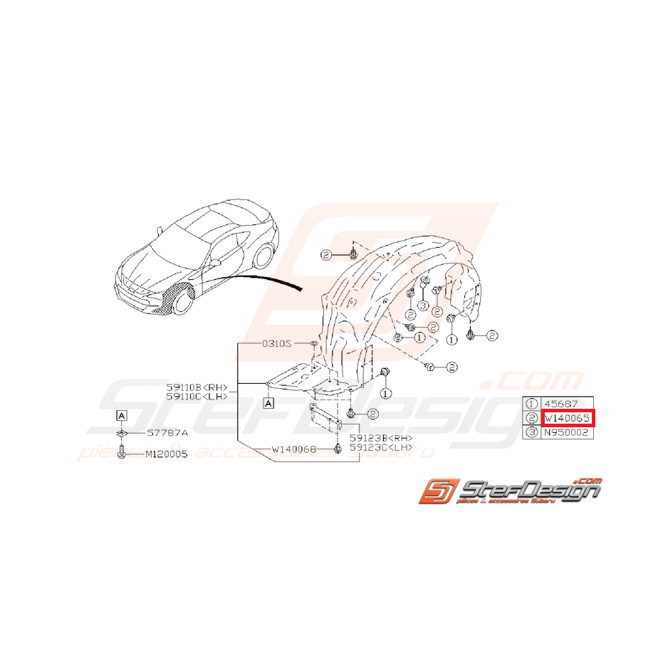 Clips passage de roue et pare choc arrière BRZ