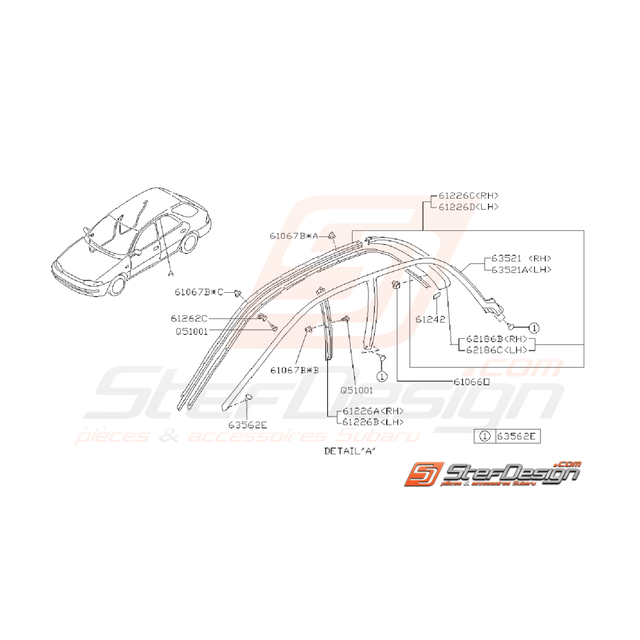 Ensemble joint étanchéité vitre GT 93-00