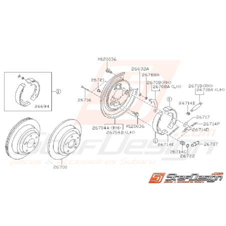 Ensemble frein a main Subaru WRX 2001 - 2007