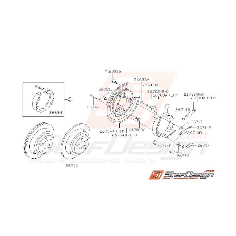 Ensemble frein a main Subaru WRX 2001 - 2007 Ensemble frein a main Subaru WRX 2001 - 2007
