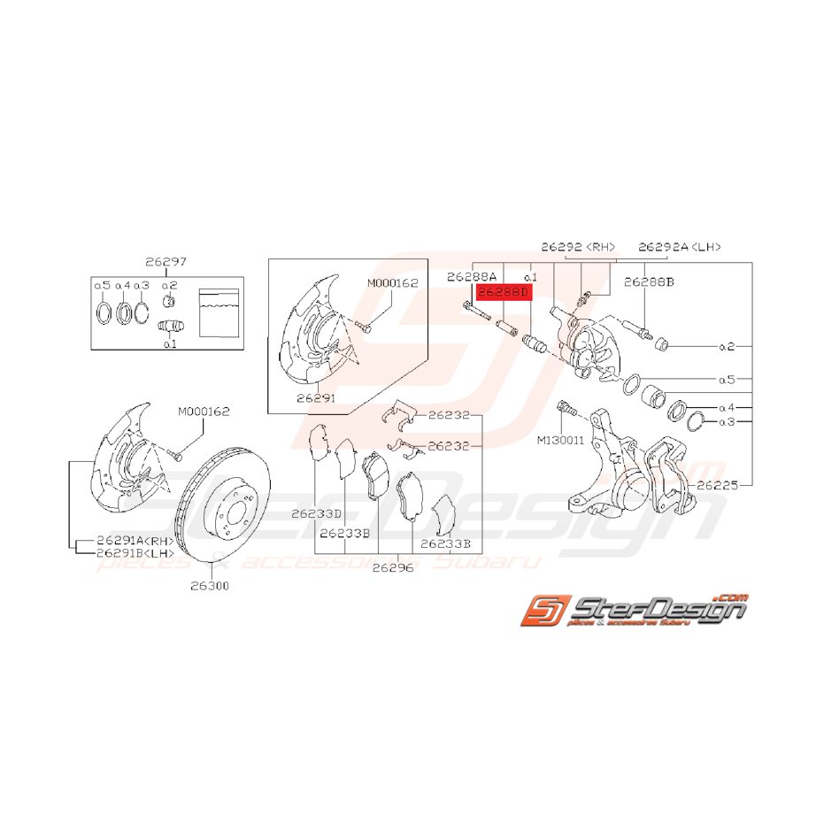 Broche de Verrouillage Frein Avant Subaru Impreza GT 1994 - 1996 Broche de Verrouillage Frein Avant Subaru Impreza GT 1994 - 1996