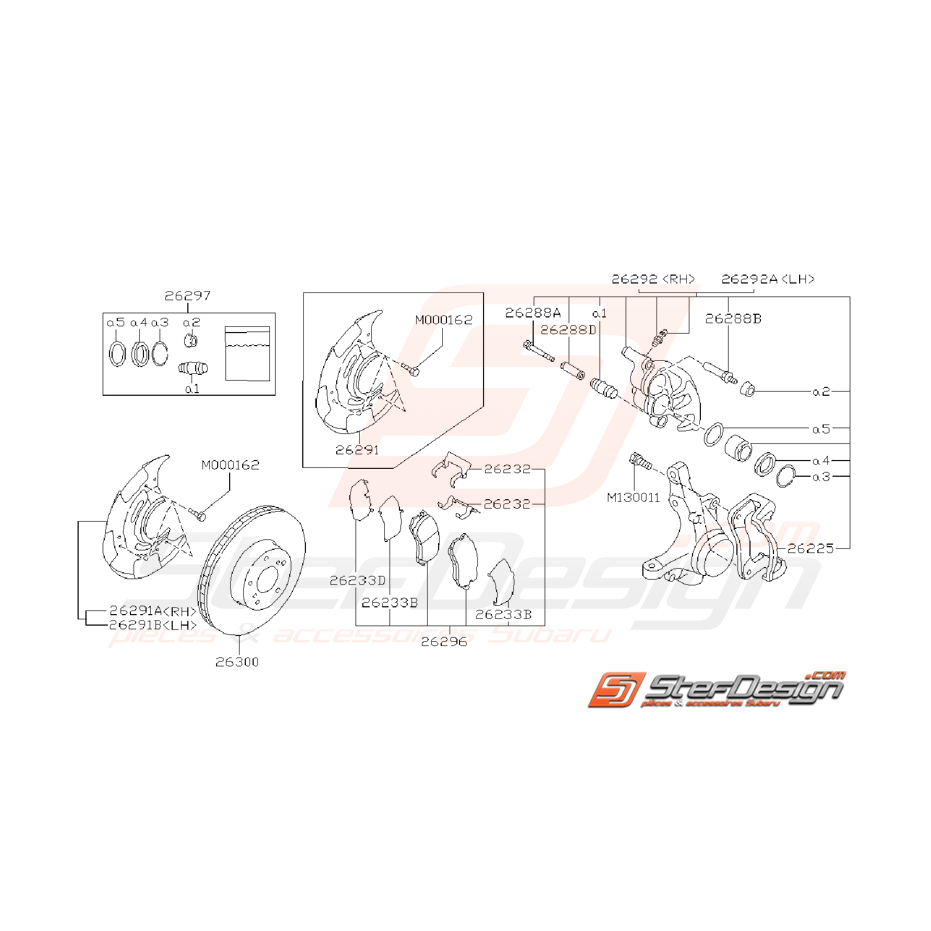 Ensemble frein avant Subaru Impreza GT 1994 - 1996 Ensemble frein avant Subaru Impreza GT 1994 - 1996
