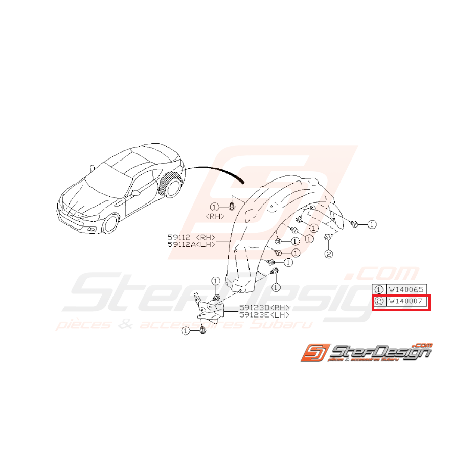 Clips de pare choc avant et arrière WRX/STI 01-14 et BRZ