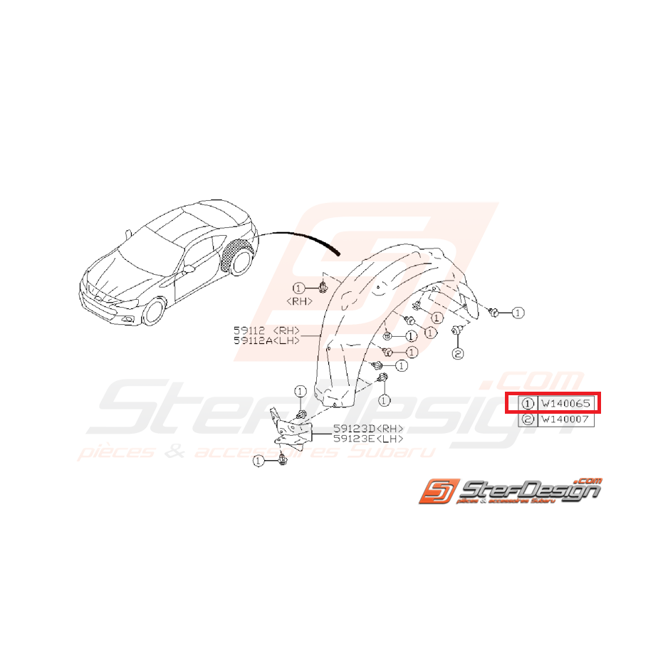 Clips passage de roue et pare choc arrière BRZ