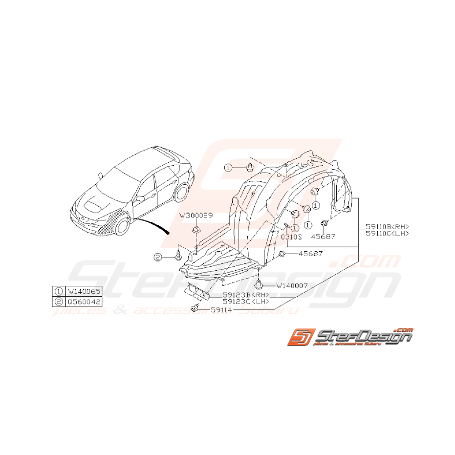 Ensemble Passage de Roue Avant Subau STI 2011 - 2014