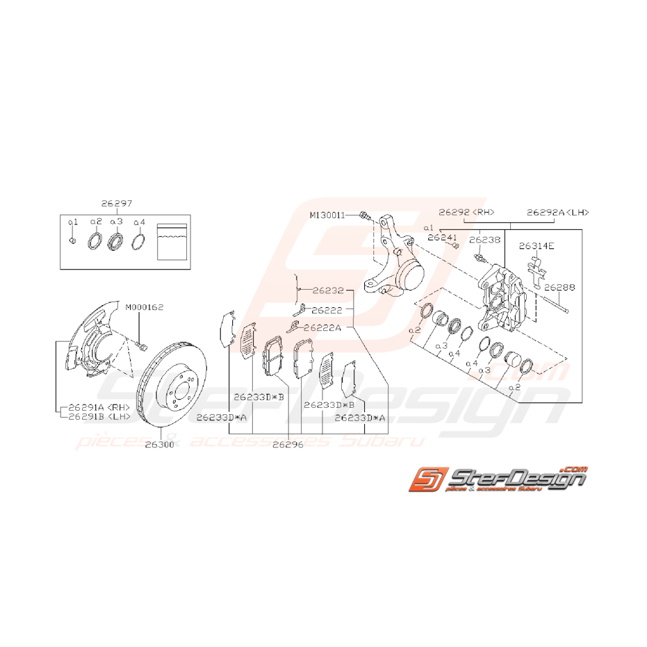 Ensemble frein avant GT 99-00 WRX/STI 01-07