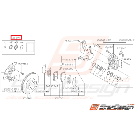 Kit réparation d'étriers avant 4 pistons subaru GT 99-00 et WRX 01-07