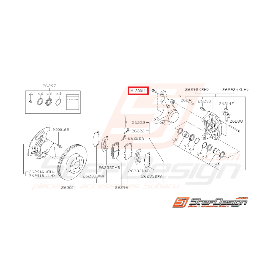 Vis d'étrier avant subaru impreza GT 97-00 et WRX 01-07
