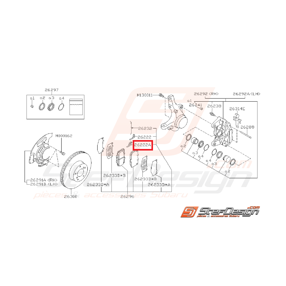 Entretoise étrier gauche frein avant WRX 01-07