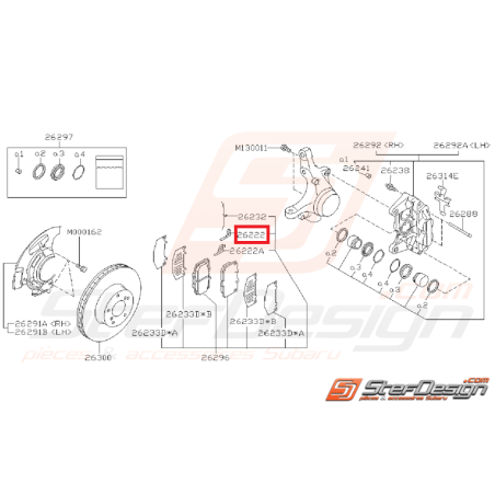 Entretoise étrier gauche(bis) frein avant GT 99-00 WRX 03-05