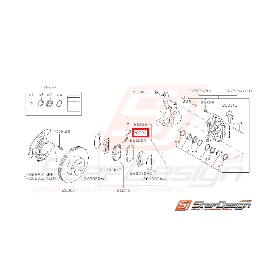 Entretoise étrier gauche(bis) frein avant GT 99-00 WRX 03-05